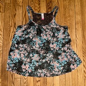 Pink and Blue Floral Print Tank